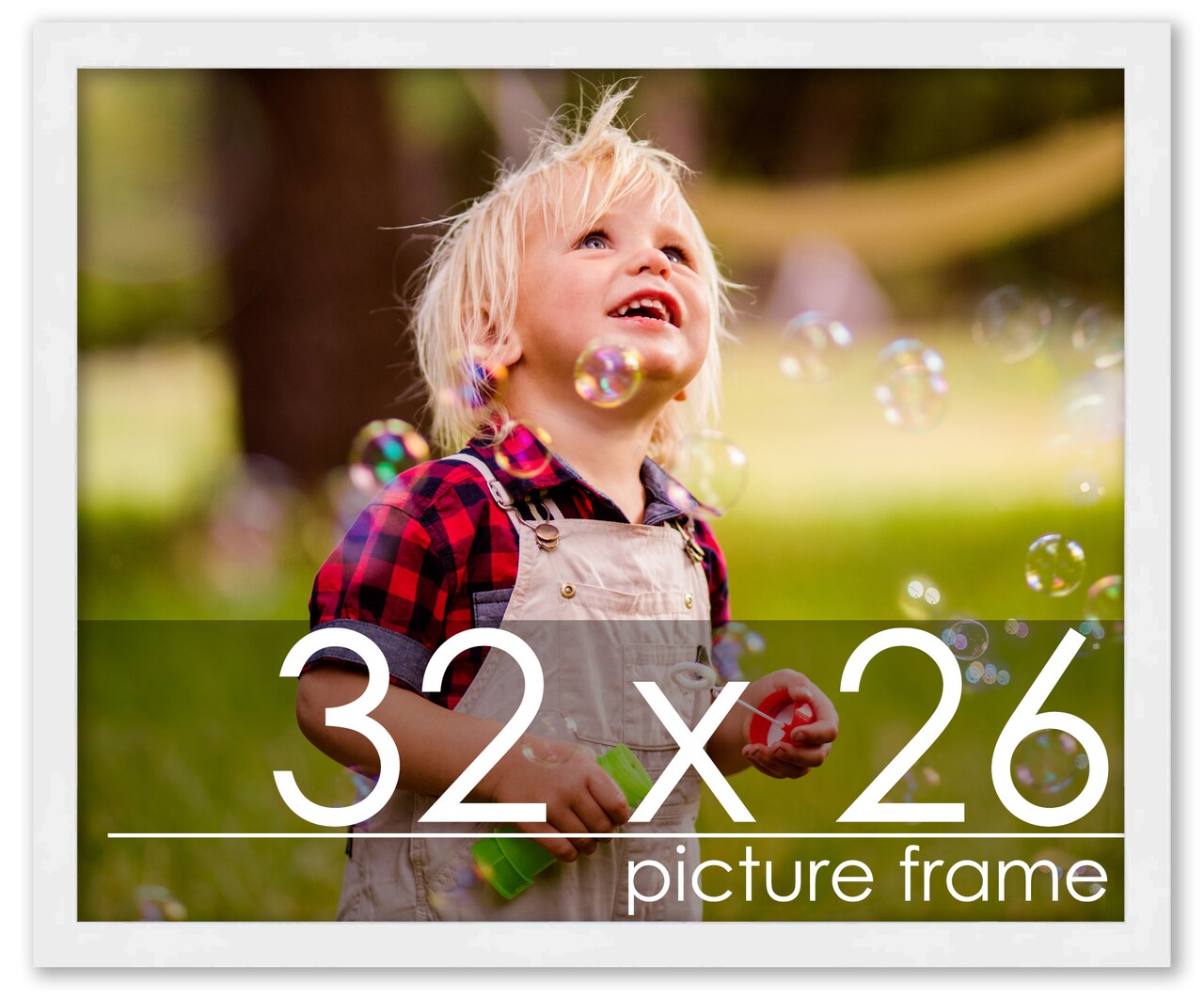32x26 Solid Wood Picture Frame with UV-Resistant Acrylic & Acid-Free Backing, Available in 6 Finishes: Matte Black, Matte White, Metallic Bronze, Silver, Natural Wood Grain & Mahogany